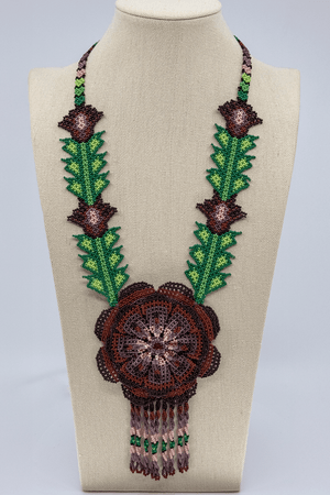 3D One Flower Necklace - Huichol Arts