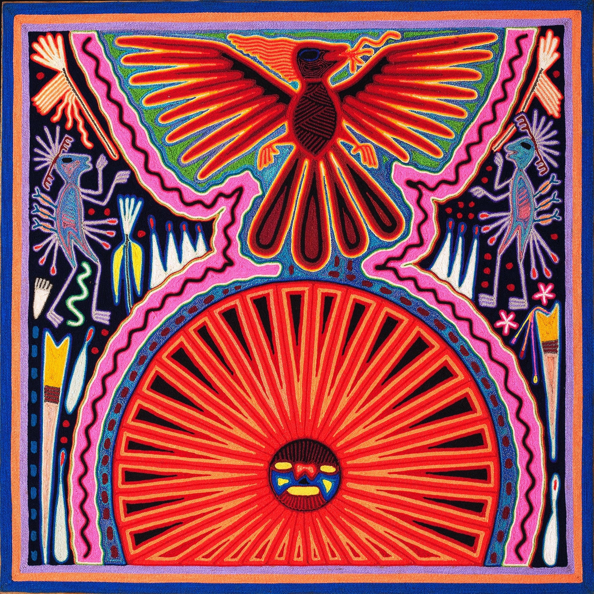 Huichol Yarn Painting Print • L - 009 - Huichol Arts