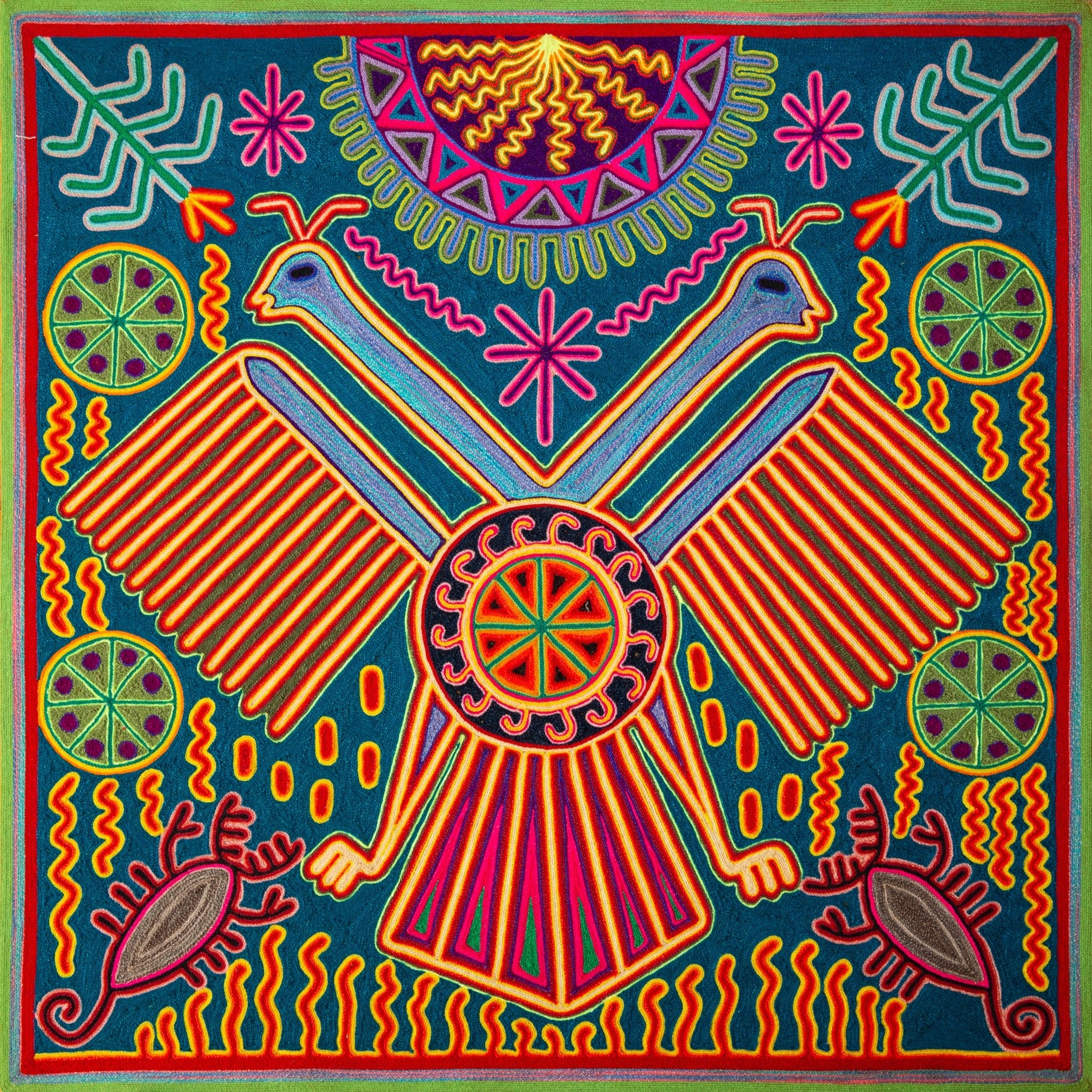 Huichol Yarn Painting Print • L - 103 - Huichol Arts