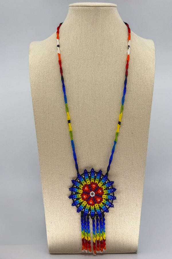 Blue Hicuri Necklace - Huichol Arts