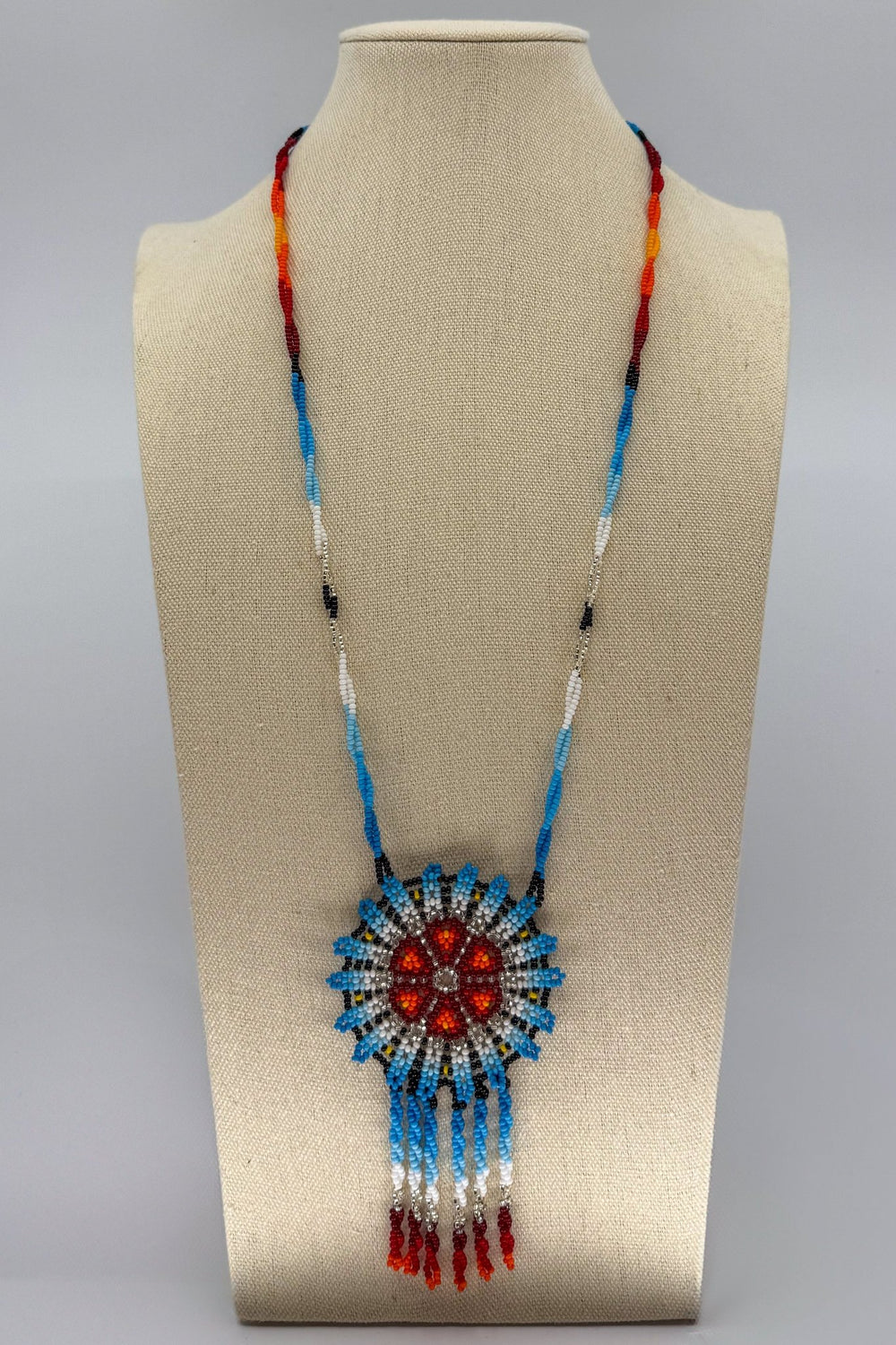 Blue Hicuri Necklace - Huichol Arts
