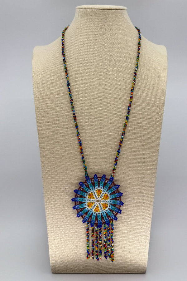 Blue Hicuri Necklace - Huichol Arts