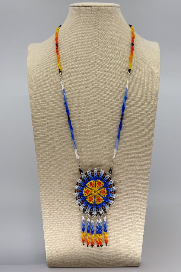 Blue Hicuri Necklace - Huichol Arts