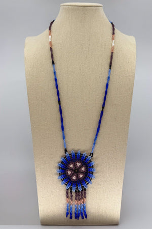 Blue Hicuri Necklace - Huichol Arts