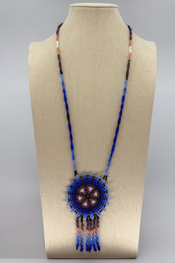Blue Hicuri Necklace - Huichol Arts