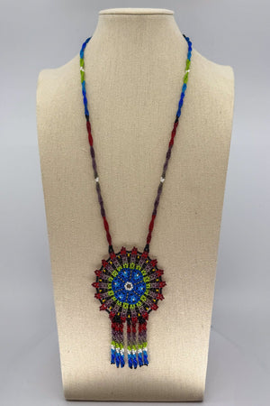Blue Hicuri Necklace - Huichol Arts