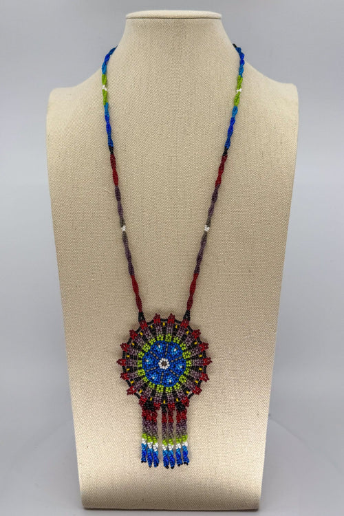 Blue Hicuri Necklace - Huichol Arts