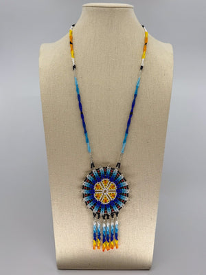Blue Hicuri Necklace - Huichol Arts