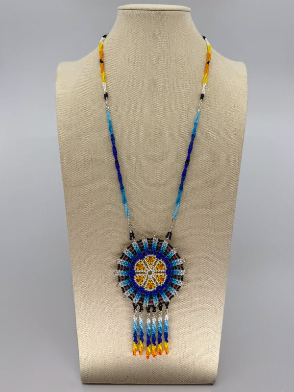 Blue Hicuri Necklace - Huichol Arts