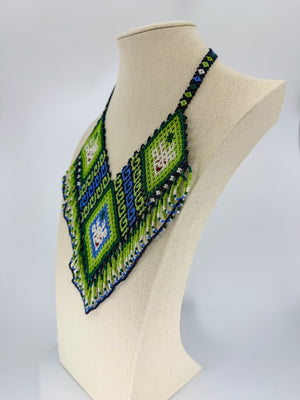 Green Deer Beaded Necklace - Huichol Arts