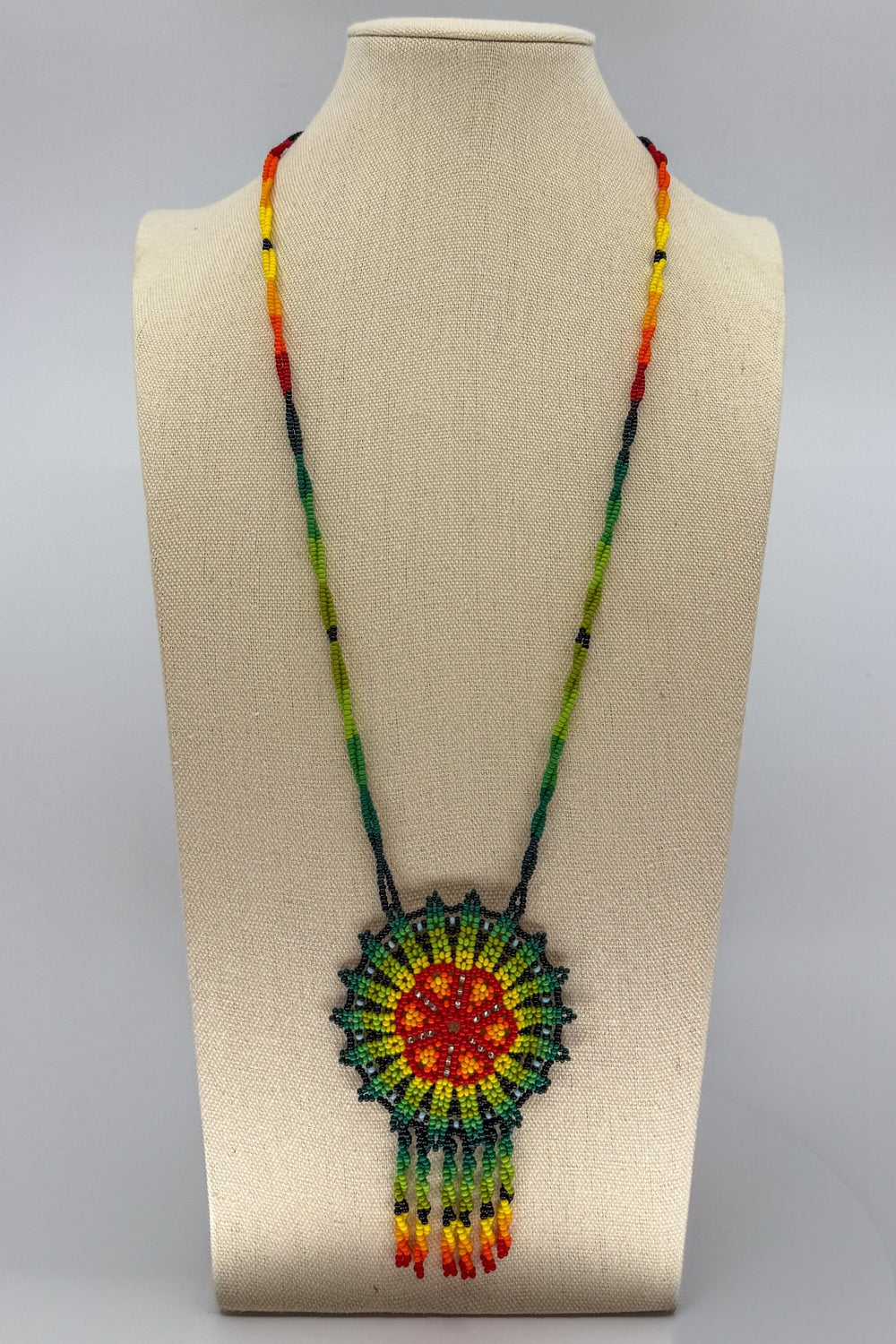 Green Hicuri Necklace - Huichol Arts