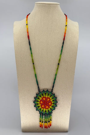Green Hicuri Necklace - Huichol Arts