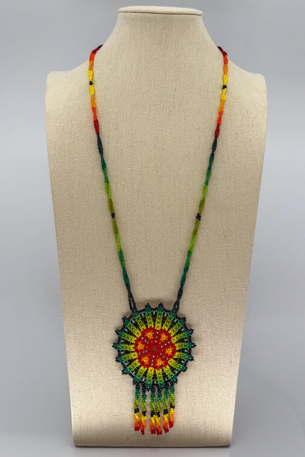 Green Hicuri Necklace - Huichol Arts