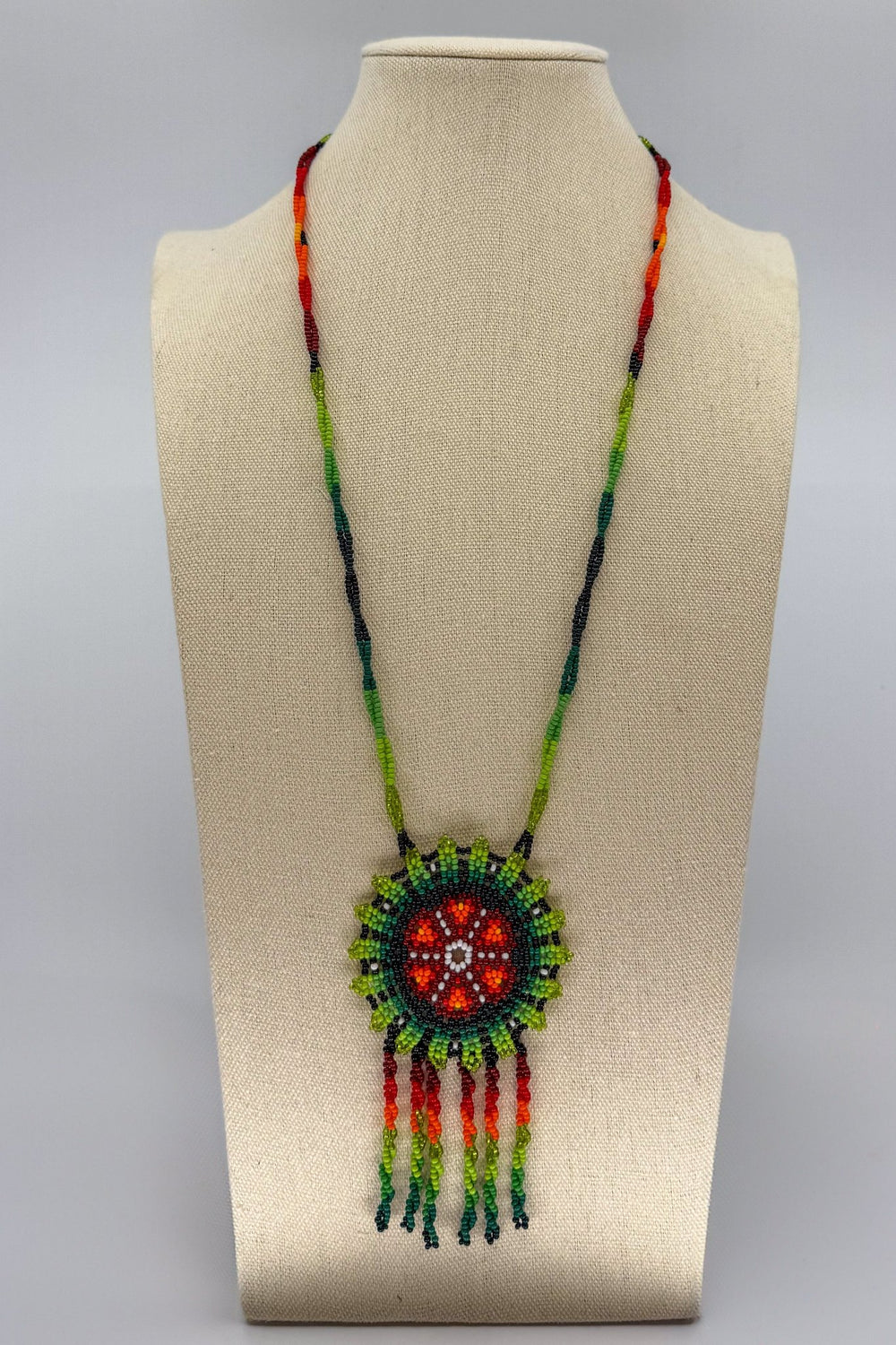 Green Hicuri Necklace - Huichol Arts