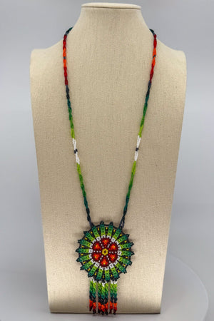 Green Hicuri Necklace - Huichol Arts