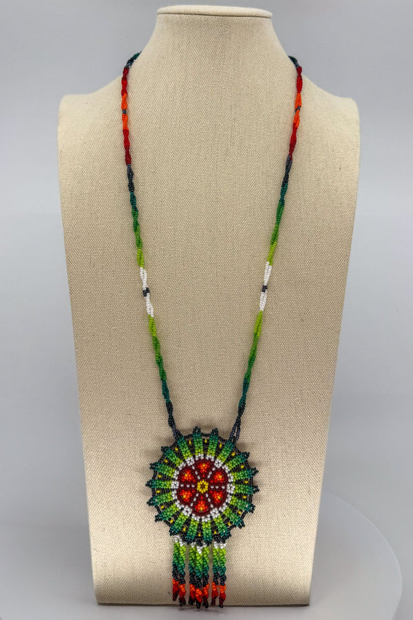 Green Hicuri Necklace - Huichol Arts