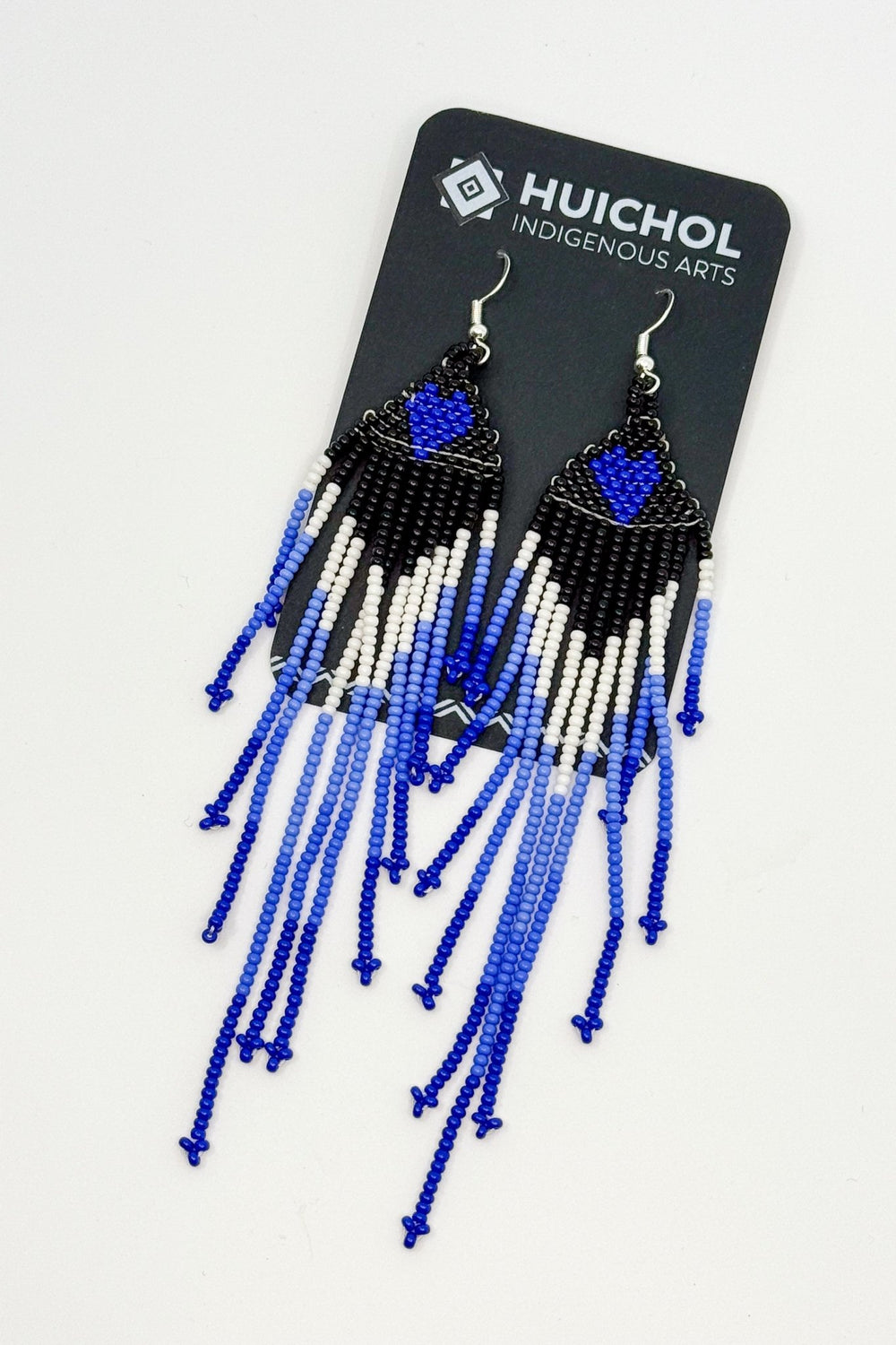 Heart Dangle Beaded Earrings • L - Huichol Arts