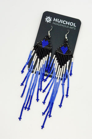 Heart Dangle Beaded Earrings • L - Huichol Arts