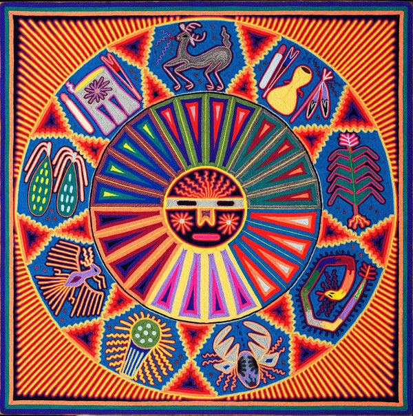 Huichol Yarn Painting Print • L - 004 - Huichol Arts