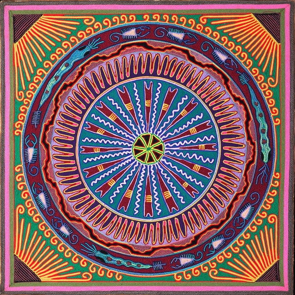 Huichol Yarn Painting Print • L - 006 - Huichol Arts
