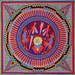 Huichol Yarn Painting Print • L - 007 - Huichol Arts