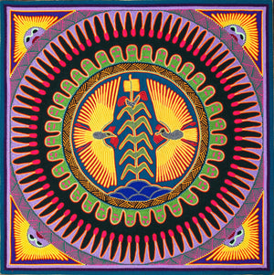 Huichol Yarn Painting Print • L - 019 - Huichol Arts