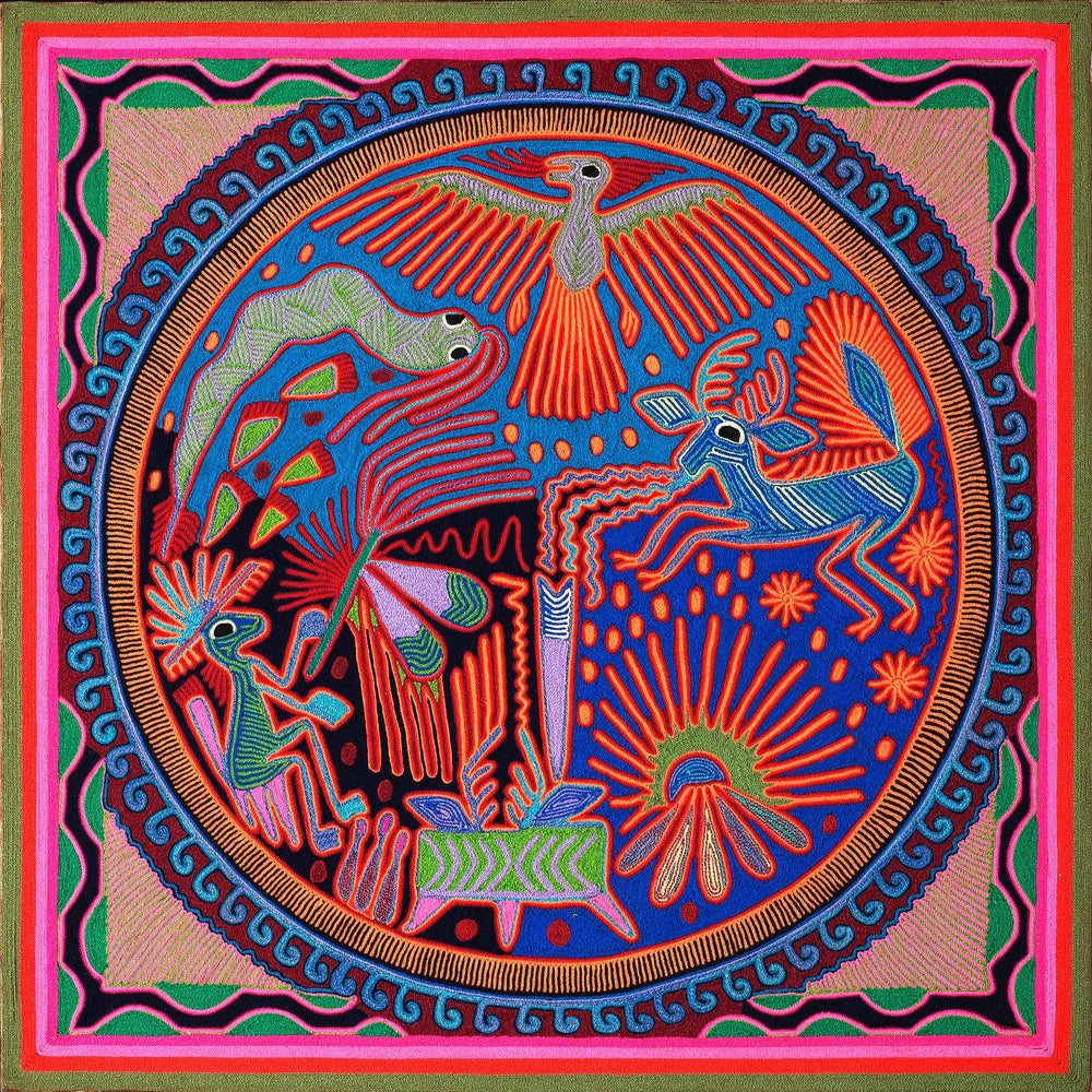 Huichol Yarn Painting Print • L - 021 - Huichol Arts