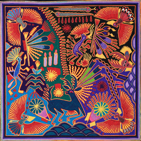 Huichol Yarn Painting Print • L - 023 - Huichol Arts