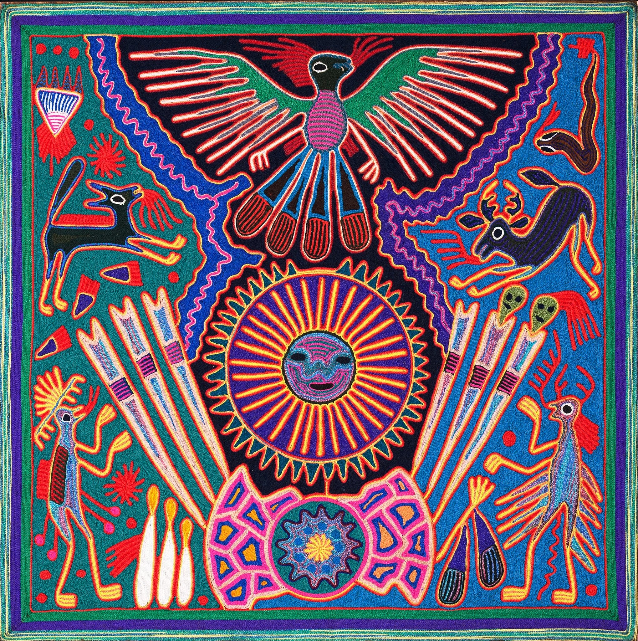 Huichol Yarn Painting Print • L - 025 - Huichol Arts