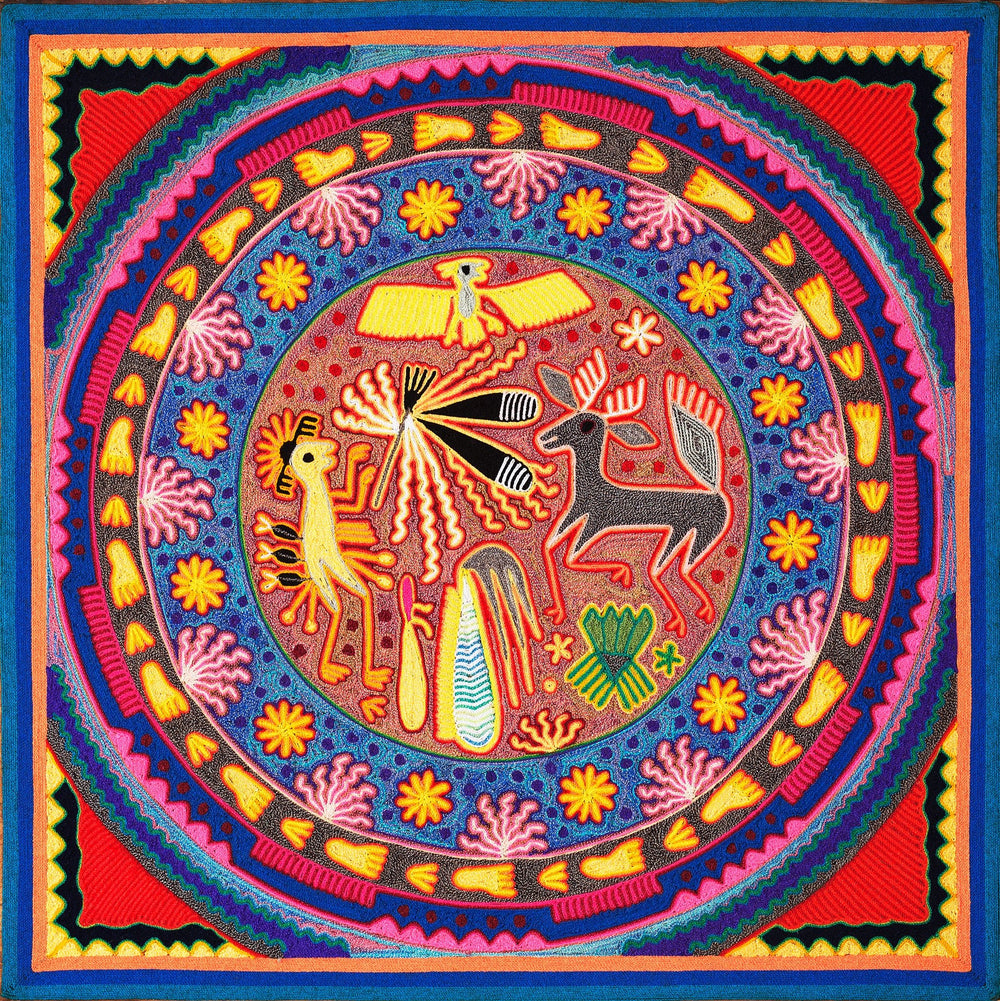 Huichol Yarn Painting Print • L - 027 - Huichol Arts
