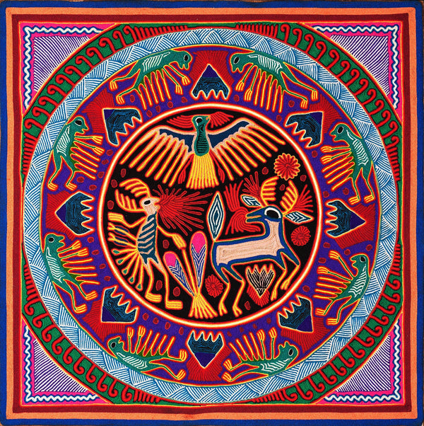 Huichol Yarn Painting Print • L - 030 - Huichol Arts