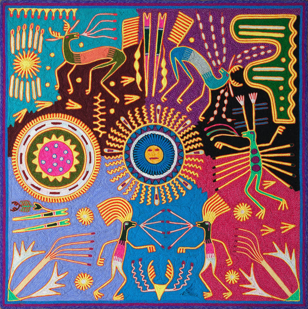 Huichol Yarn Painting Print • L - 032 - Huichol Arts