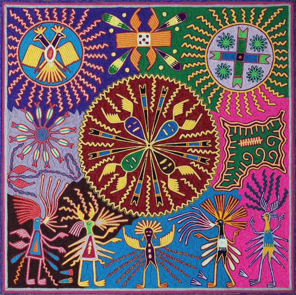 Huichol Yarn Painting Print • L - 034 - Huichol Arts