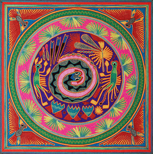Huichol Yarn Painting Print • L - 039 - Huichol Arts