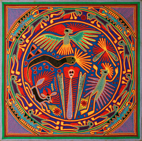 Huichol Yarn Painting Print • L - 042 - Huichol Arts