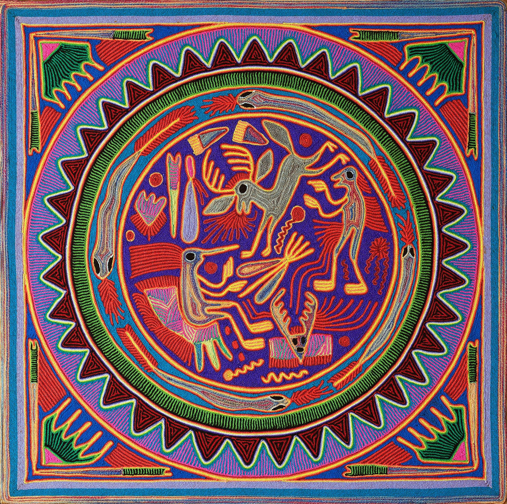Huichol Yarn Painting Print • L - 048 - Huichol Arts