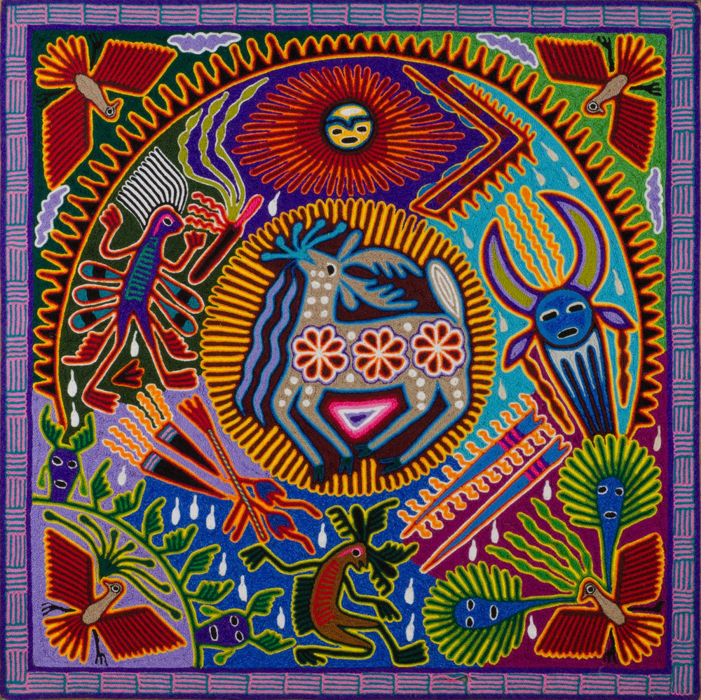 Huichol Yarn Painting Print • L - 079 - Huichol Arts