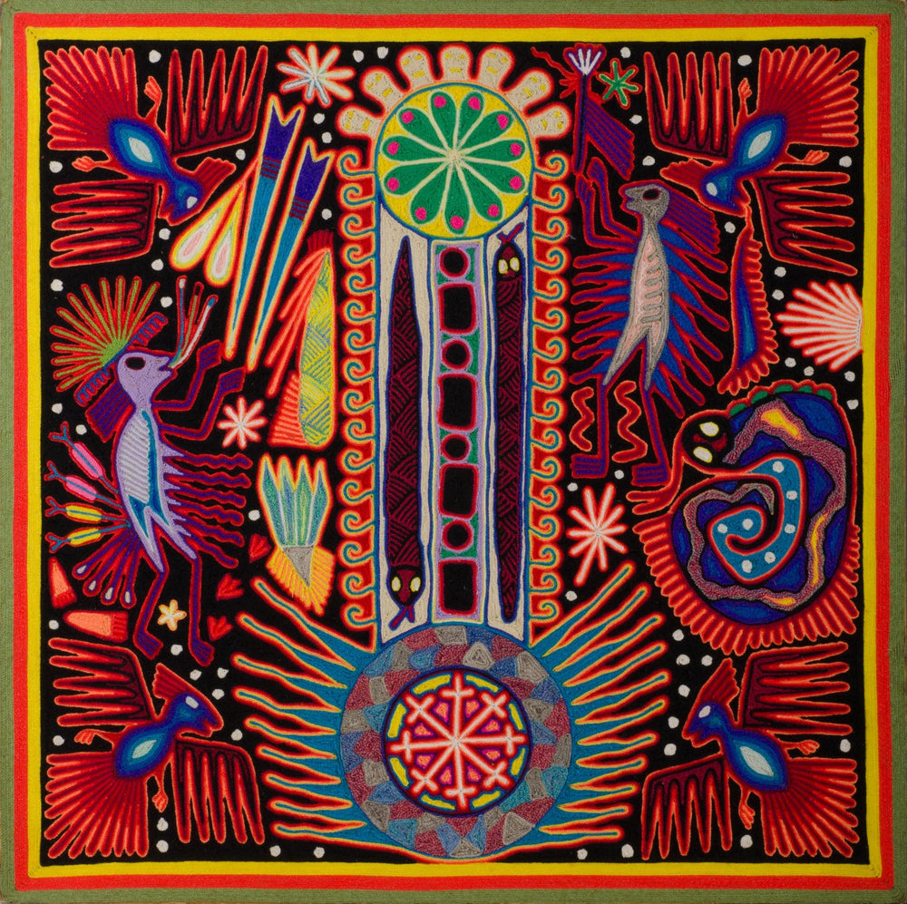 Huichol Yarn Painting Print • L - 080 - Huichol Arts