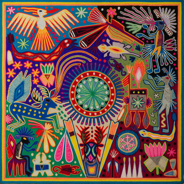 Huichol Yarn Painting Print • L - 085 - Huichol Arts