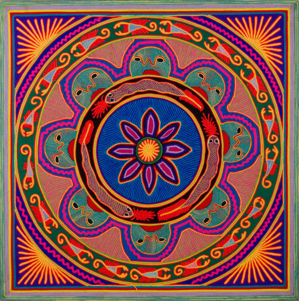 Huichol Yarn Painting Print • L - 086 - Huichol Arts