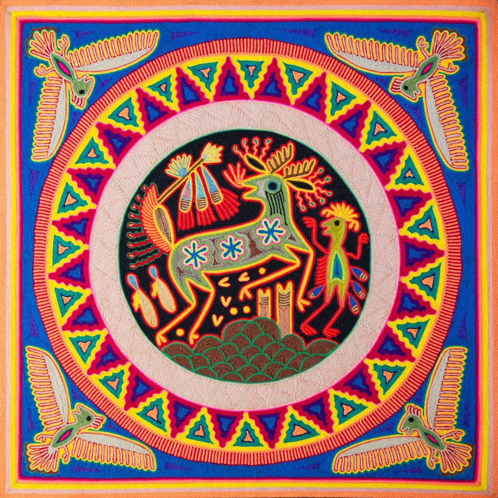 Huichol Yarn Painting Print • L - 094 - Huichol Arts