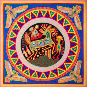 Huichol Yarn Painting Print • L - 094 - Huichol Arts