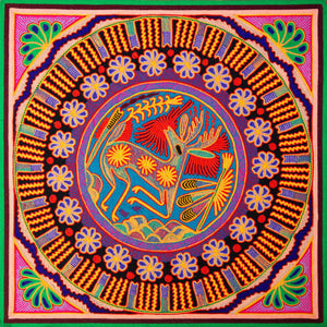 Huichol Yarn Painting Print • L - 095 - Huichol Arts