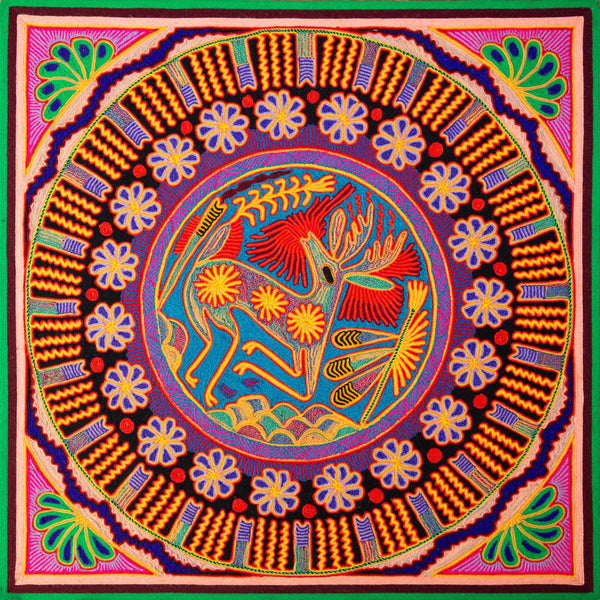 Huichol Yarn Painting Print • L - 095 - Huichol Arts