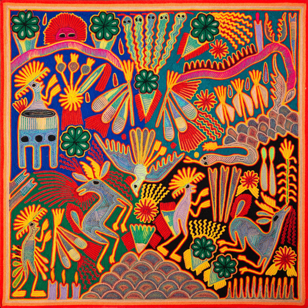Huichol Yarn Painting Print • L - 102 - Huichol Arts