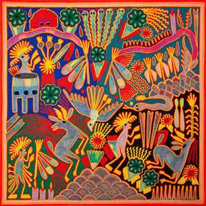 Huichol Yarn Painting Print • L - 102 - Huichol Arts