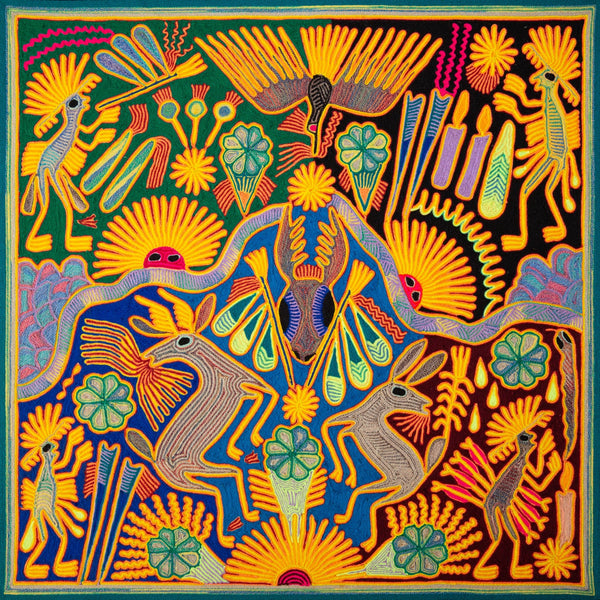 Huichol Yarn Painting Print • L - 105 - Huichol Arts