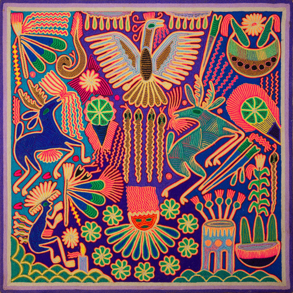Huichol Yarn Painting Print • L - 109 - Huichol Arts