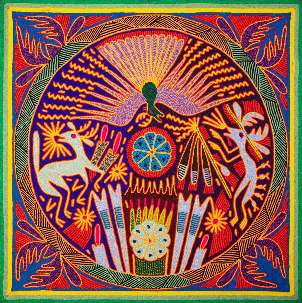 Huichol Yarn Painting Print • L - 111 - Huichol Arts