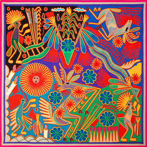 Huichol Yarn Painting Print • L - 114 - Huichol Arts